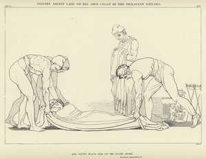 Ulysse endormi sur sa propre côte par les marins phéaciens - John Flaxman